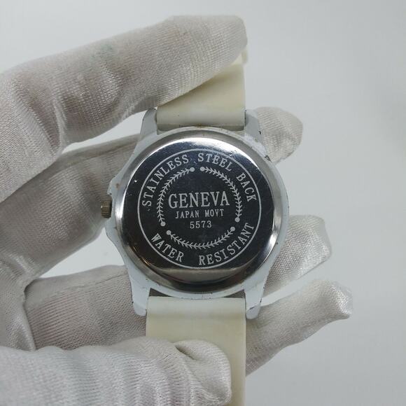 Geneva Rhinestone Wristwatch Women's Silicone Jelly Rubber Watch Circle Round - Picture 4 of 12